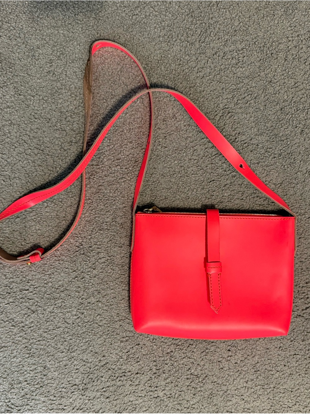 J.Crew Pink bright Leather Crossbody Bag with Adjustable Strap